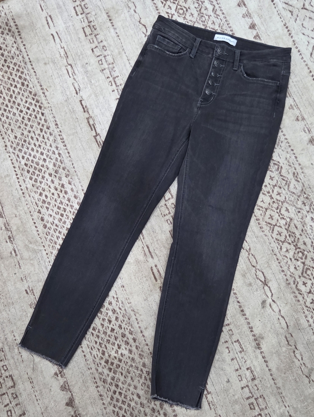 High-Rise Black Button-Fly Women's Jeans
